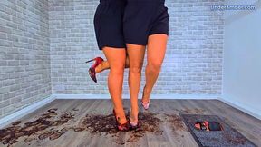 204 Part 2 - Body Cam - Goddess Amber & Miss Lucy - Trampling Your Cock & Balls Under The Muddy Soles Of Our Red Stilettos - Trample Trampling CBT Ballbusting Crushing Crush CockBox Shoe Foot Heel Wrecked Dirty