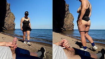 The stranger shocked the exhibitionist on the sea beach - XSanyAny