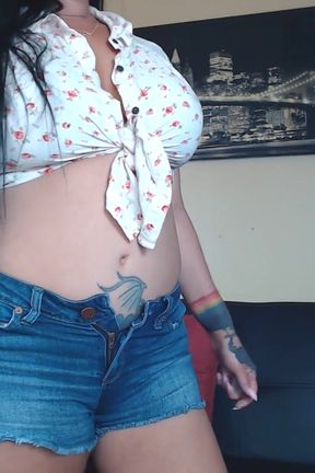 Bloating my belly 2 bottles belly play