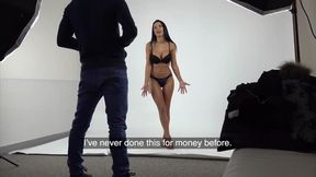 super fit woman found in and taken to her very first photoshoot casting