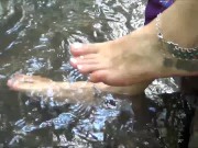 Barefooted In The Woods and Washing Feet in A Creek