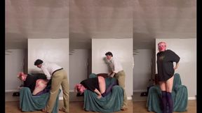 clown girl gets her ass spanked red homemade