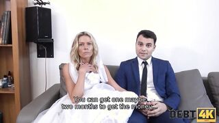 DEBT4k. Curly blonde is dig sex while cuckold watches