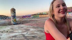 busted! blonde porn hoe caught filming in public by strangers! wheel of misfortune earns it s name!