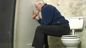 Grey Old Moustached Man Giving Blowjob Through
