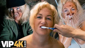 I brought a mature hobo blonde home and fucked her hard