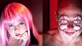 Tiny stepdaughter teen unexpected webcam session with step daddy