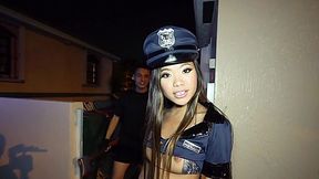 Petite Asian in Police uniform gets fucked On Halloween Party