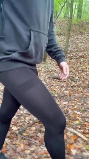 walking around in see-through leggings in a park. Flash nudity 3