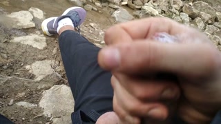 Uncut Big Fat Cock Hiker Unloads His Thick Cumshot in Public Exotic Place