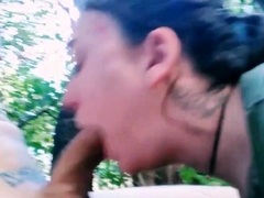 Tattooed Babe Deepthroats a Big Cock