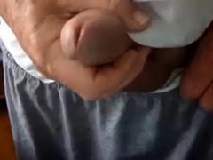 old man jerking his big dick