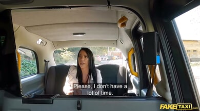 Megan Fiore plays an Italian taxi agent seducing her passenger with a striptease and deepthroat