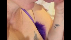 Beautiful mature wife gives blowjob with cum in mouth