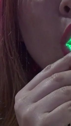Amazing!! He Has Swallowed a Very Long Cord with Large Bright Green Lights in the Shape of Spiders.