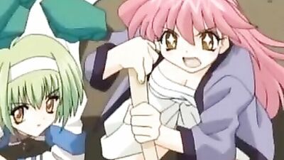 Watch this hot babe pleasure herself with a strap-on in a steamy cartoon hentai game