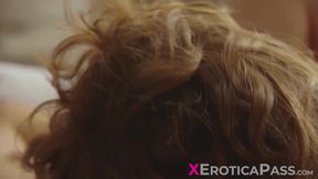 Stunning brunette Rose Black spreads her legs for a sensual pussy licking and penetra