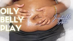 POV Ebony BBW Teases You with an Oily Belly Rub SD