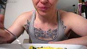 Tiny POV of cooking, eating, and flexing with your GIANT gym buddy | Jaq Quicksilver giantess tomboy ftm SFW macrophilia shrinking