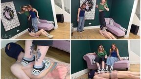Human Trampoline - Jumping, Trampling, Stomping with Ballbusting Bella