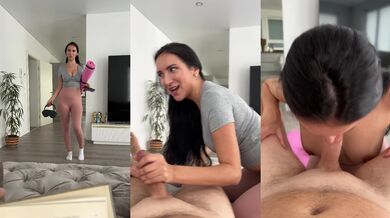 Stepmom’s yoga pants ripped. Her moans got me cumming inhaling her cum mouth