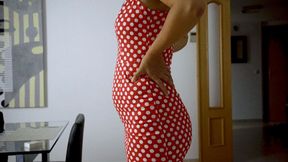 Red dotted dress and 40 inches challenge 2 b