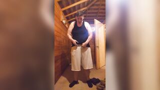 One of my first-ever public unclothe & clothes destruction videos in my local park public shower in wide da