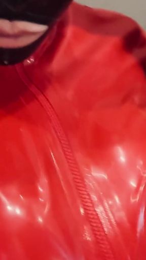 Anyone Is a Fan of Shiny Red Latex? I Know You Want to Cum All Over My Huge Tits