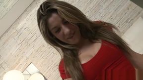 Filme porno Ninfetinha de vestido vermelho leva DP