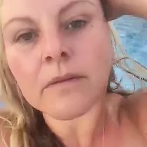 Kitty Queen - Just Nude Swimming - Blonde BBW MILF swimming in the pool