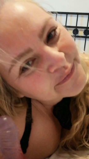 Juicy Amateur Housewife Kitty Plays Solo &amp; Stuffs Her Pussy with Her Dildo in Both Holes