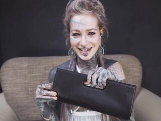 Anuskatzz grabs her cold, stainless metallic toy and slips it unfathomable into her taut booty