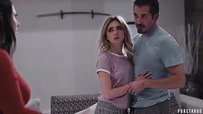 Hot slender blonde and her MILF bestie seduce a horny guy with big cock and ask him for a threesome sex