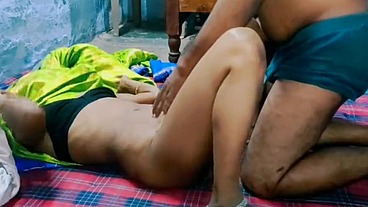 Indian village wife green colour saree Fuking