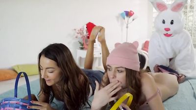 Easter Egg Hunt gets Bunny Fucked by Hot BFF and StepSis!