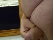 Chubby cum at open Windows