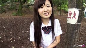 petite japanese teen 18 pick up by old stranger and seduce to defloration creampie fuck in uncensored japan porn