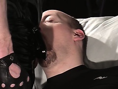 Bear with an appetite for cock gets fed by his leather daddy