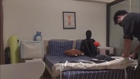 Two ZENTAI girls restrained by restraint bags