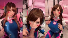 Tiktoker Girl Cosplay D.Va from Overwatch and Sucks Dick till Facial