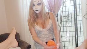 POV with her giant strap on cock drew