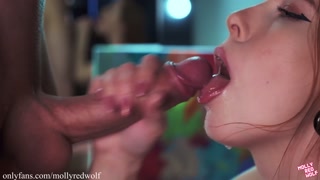 Sensual blowjob close up - MollyRedWolf