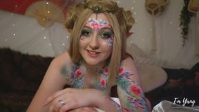 POV: Body Paint Elf Girl gives you a healing Blowjob