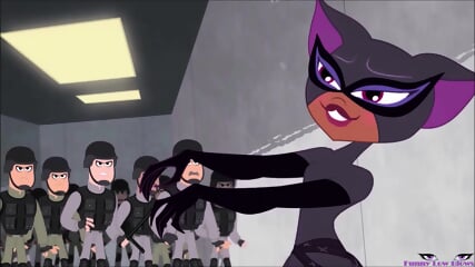 Catwoman BALLBUSTING guards Balls Kick IN THE NUTS anime low blow DC super hero girls