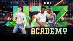 Dorm Room Threesome Turns Twink Spit-Roast