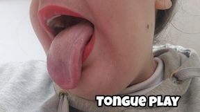 Long Tongue Stretching & Play - Wet Tongue Fetish Close Up