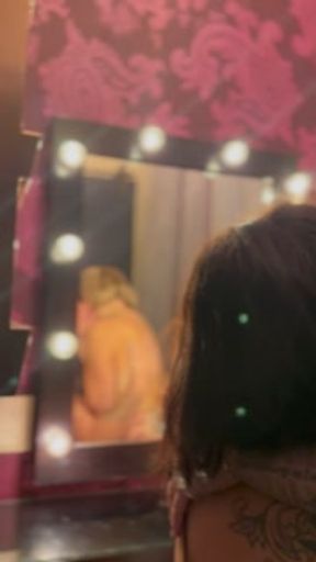 Lesbian boudoir makeout with tits out and tongue