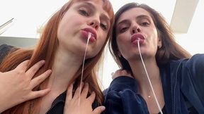 outdoor pov spitting and human ashtray humiliation with kira and sofi