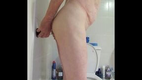 Riding 9 Inch Glass Cock Close up Side View