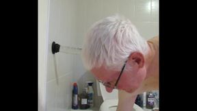 Riding 9 Inch Glass Cock Close up Side View